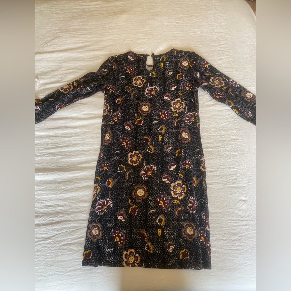 Flower print quarter sleeve dress
